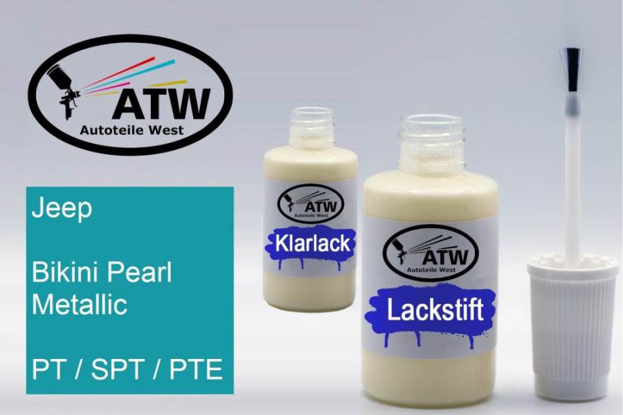 Jeep, Bikini Pearl Metallic, PT / SPT / PTE: 20ml Lackstift + 20ml Klarlack - Set, von ATW Autoteile West.